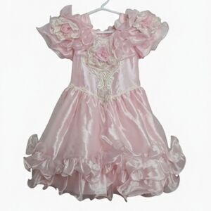 Vintage Kids Collection Made in USA Bubblegum Pink Frilly Ruffly Pagent Dress 6